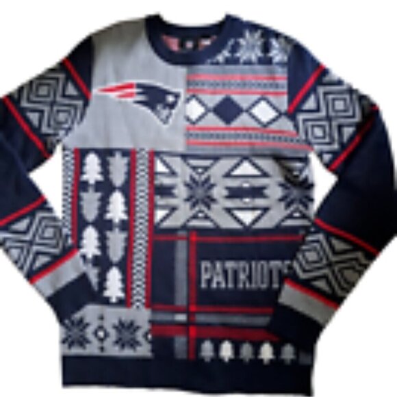 VTG NFL TEAM APPAREL PATRIOTS acrylic Ugly Christmas SWEATER Holiday winter S - Picture 4 of 6
